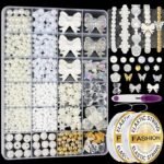1178PCS Pearl Beads Jewelry Making Kit with Flower Rhinestone Beads for Bracelets & Necklaces