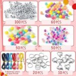 296PCS DIY Heart Keychain Making Kit with Letter Beads | Bag Charm & Bracelet Craft Set - Image 2