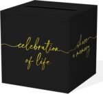 Black Celebration of Life Card Box | Gold Lettering Memory Box for Funeral & Memorial Table Decor - Image 2