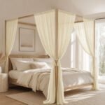 Rust Bed Canopy Curtain | Cotton Four Corner Canopy | Boho Bedroom Drapes | Decorative Bed Valance | Cozy Room Decor - Image 3