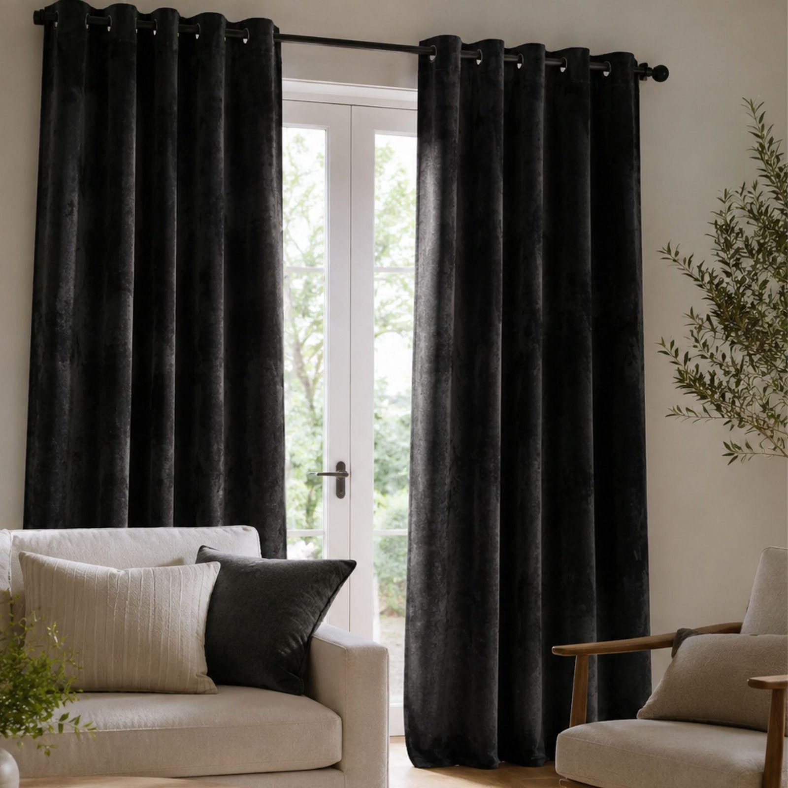 il_fullxfull.8173149055_osul-1.jpg Black Velvet Blackout Curtains | Thick Light Blocking Drapes, Heat Insulation Panel - Image 1