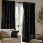 Black Velvet Blackout Curtains | Thick Light Blocking Drapes, Heat Insulation Panel