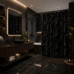 Black Marble Shower Curtain | Luxury Bathroom Decor | Modern Waterproof Bath Curtain | Spa Style Bathroom Drapes | Elegant  Shower Curtain - Image 4