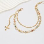 Layered Rhinestone Flower Wallet Chain | Gold Silver Pearl Pants Chain Bag Charm - Image 3