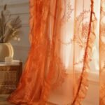 Cassandre Sheer Lace Curtain | Romantic Bedroom & Living Room Drapes | Orange Floral Ruffles | European And American Style - Image 5