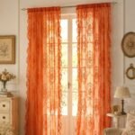 Cassandre Sheer Lace Curtain | Romantic Bedroom & Living Room Drapes | Orange Floral Ruffles | European And American Style - Image 8
