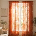 Cassandre Sheer Lace Curtain | Romantic Bedroom & Living Room Drapes | Orange Floral Ruffles | European And American Style - Image 9