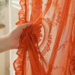 Cassandre Sheer Lace Curtain | Romantic Bedroom & Living Room Drapes | Orange Floral Ruffles | European And American Style - Image 6