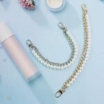 2PCS Pearl Purse Chain Straps Gold Silver Handbag Handle Replacement Bag Charms - Image 2