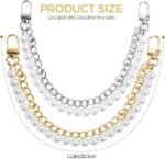 2PCS Pearl Purse Chain Straps Gold Silver Handbag Handle Replacement Bag Charms - Image 5
