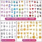 150PCS Enamel Bracelet Charms Gold Plated Silver Pendants for Jewelry Making - Image 5