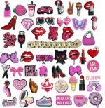50PCS Pink Shoe Charms with Bling Chain | Decorative Accessories for Girls (Gift Box) - Image 5