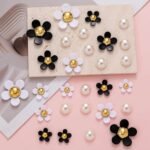 Flower Shoe Charms with Pearl Accents – White, Black, Pink, Yellow, Purple Floral PVC Decorations