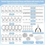 Lip Gloss Keychain Making Kit | Silver Bag Charm DIY Supplies with Charms, Chains, Pliers - Image 3