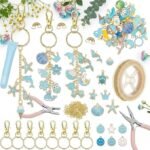 213PCS Lip Gloss Charms Kit | Blue DIY Keychain Making Supplies with Chains & Jump Rings