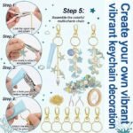 213PCS Lip Gloss Charms Kit | Blue DIY Keychain Making Supplies with Chains & Jump Rings - Image 4