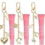 3PCS Lip Gloss Holder Keychain Charms | Lipstick Purse, Key Decor Set
