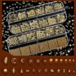 Gold Nail Charms Gems Pearls Kit, 3D Cross Heart Rhinestones Nail Art Decorations - Image 3