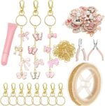 213PCS Butterfly Bag Charm Kit DIY Lip Gloss Keychain Making Kit Pink Gold