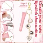 213PCS Butterfly Bag Charm Kit DIY Lip Gloss Keychain Making Kit Pink Gold - Image 3