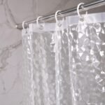 3D Cube Embossed Shower Curtain | Waterproof PEVA Liner with Magnetic Hem - Image 7