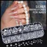 Silver Nail Charms Gems Set, Rhinestones, Pearls, Cross, Caviar Beads (6 Boxes) - Image 5