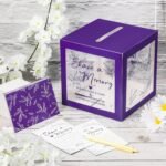Purple Share a Memory Cards with Box | 50 Guest Message Cards | Greenery Keepsake Box | Wedding Graduation Party Guest Book - Image 6