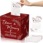 Share a Memory Cards with Box | 50 Guest Message Cards | Greenery Keepsake Memory Box | Wedding Graduation Birthday Guest Book Alternative