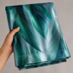 Teal Leaf Curtains | Abstract Botanical Window Panels | Modern Gradient Feather Printed Drapes | Light Filtering Curtains - Image 10