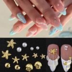 100PCS Starfish Nail Charms and Gems Summer Ocean Style Seashell Pearl Nail Decorations - Image 4