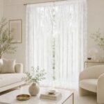 White Floral Lace Sheer Curtains | Jacquard Trim Rod Pocket Panel | Elegant Bedroom & Living Room Window Drapes - Image 2