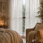 White Floral Lace Sheer Curtains | Jacquard Trim Rod Pocket Panel | Elegant Bedroom & Living Room Window Drapes - Image 8