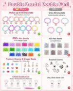 820PCS Bracelet Maker Machine Kit for Girls 6-12 DIY Charm Jewelry Set Pink Bunny - Image 5