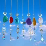 7PCS Tree of Life Crystal Suncatchers with Agate Slices Prism Pendants Window Hanging Decor - Image 5