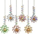 6PCS Crystal Sunflower Suncatchers Window Hanging Rainbow Maker Garden Decor 12.5 Inch