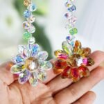 6PCS Crystal Sunflower Suncatchers Window Hanging Rainbow Maker Garden Decor 12.5 Inch - Image 3