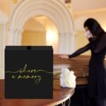 Black Celebration of Life Card Box | Gold Lettering Memory Box for Funeral & Memorial Table Decor - Image 3
