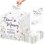 Floral Share a Memory Cards & Celebration of Life Box | 50 Cards for Funerals, Memorials and Sympathy Events