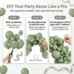 Sage Green Balloon Garland Kit | 114 Piece Matte Balloon Arch | Olive Green Party Balloons | Baby Shower Wedding Birthday Decor - Image 3