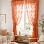 Cassandre Sheer Lace Curtain | Romantic Bedroom & Living Room Drapes | Orange Floral Ruffles | European And American Style - Image 3
