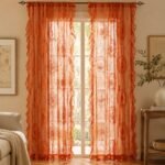 Cassandre Sheer Lace Curtain | Romantic Bedroom & Living Room Drapes | Orange Floral Ruffles | European And American Style - Image 4