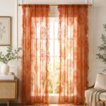 Cassandre Sheer Lace Curtain | Romantic Bedroom & Living Room Drapes | Orange Floral Ruffles | European And American Style - Image 2