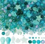 3100PCS Sea Glass Beads Kit Ocean Beads Starfish Shell Jewelry Making Supplies