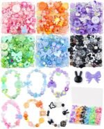 Assorted Acrylic Beads Kit: Mixed Shapes for Jewelry Making, Crafts (480PCS)