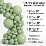 Sage Green Balloon Garland Kit | 114 Matte Green Balloons | DIY Balloon Arch Decorations | Boho Party Decor | Woodland Event Balloons - Image 2