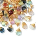 50PCS Glass Water Drop Charms Gold Plated Teardrop Pendants Jewelry Making Supplies - Image 2