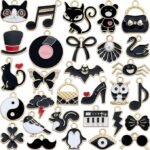 30PCS Black Enamel Charms Assorted Jewelry Making Charms for Bracelets Earrings