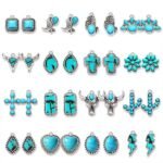 32PCS Western Charms Turquoise Cowboy Boot Cactus Jewelry Making Supplies - Image 2