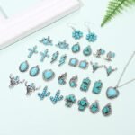 32PCS Western Charms Turquoise Cowboy Boot Cactus Jewelry Making Supplies