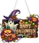 Halloween 5D Diamond Art Hanging Kit Double Sided Acrylic Window Ornament DIY